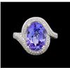 Image 2 : 6.47ct Tanzanite and Diamond Ring - 14KT White Gold