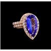 Image 1 : 5.53ct Tanzanite and Diamond Ring Set - 14KT Rose Gold