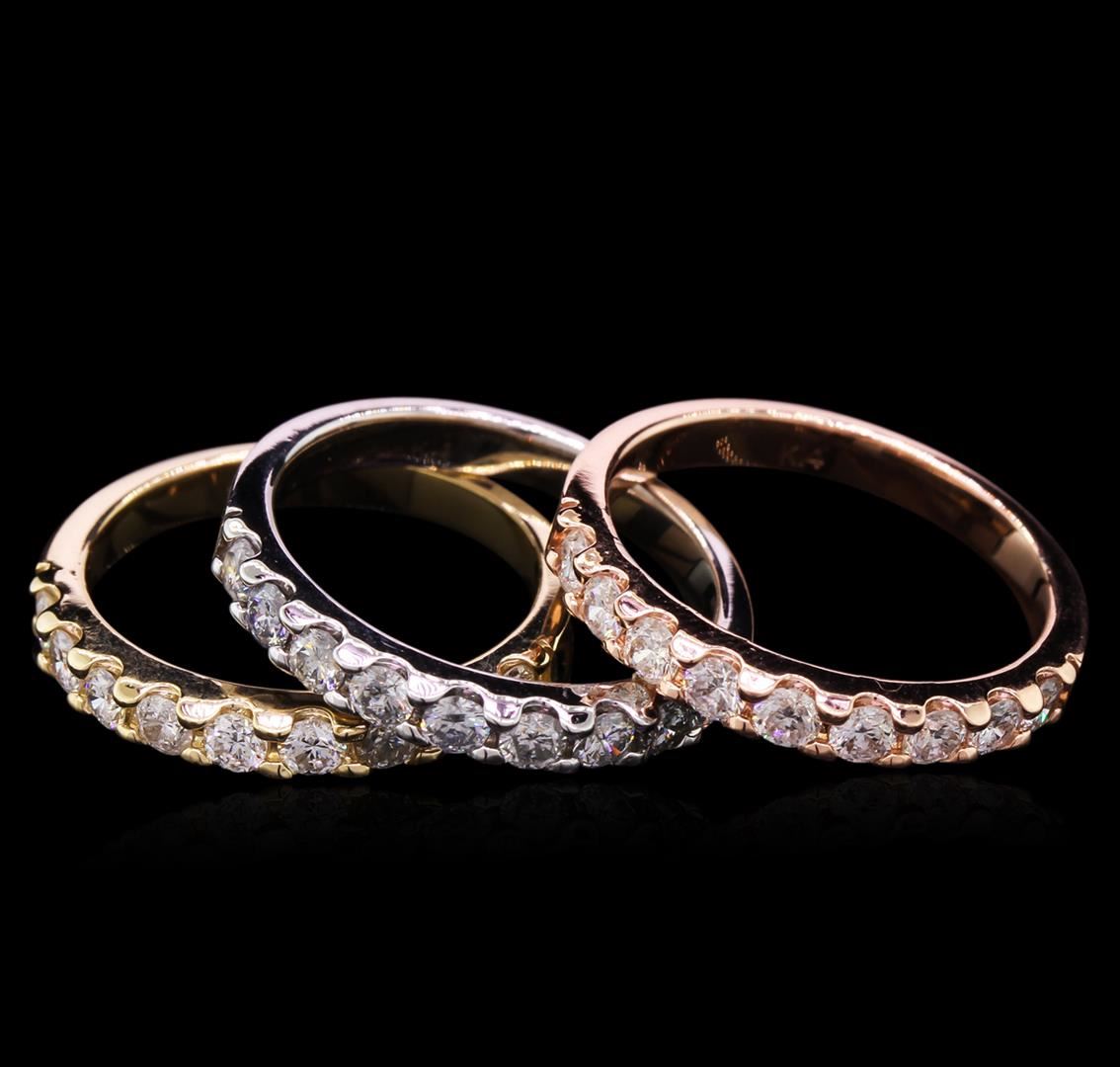 1.65ctw Diamond Stackable Rings - 14KT Tri-Color Gold