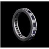 Image 2 : 1.20ctw Blue Sapphire and Diamond Ring - 14KT White Gold