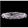 Image 1 : Crayola 17.00ctw Pink Amethyst and White Sapphire Bracelet - .925 Silver
