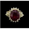 Image 2 : 8.17ct Ruby and Diamond Ring - 14KT Yellow Gold