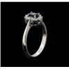 Image 4 : 0.70ct Blue Sapphire and Diamond Ring - 18KT White Gold