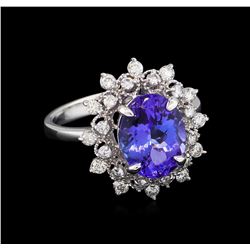 3.57ct Tanzanite and Diamond Ring - 14KT White Gold