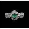 Image 2 : 14KT White Gold 0.82ct Emerald and Diamond Ring