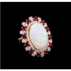 11.45ct Opal, Ruby and Diamond Ring - 14KT Rose Gold