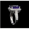 Image 4 : 4.95ct Tanzanite and Diamond Ring - 14KT White Gold