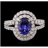 Image 1 : 14KT White Gold 1.37ct Tanzanite and Diamond Ring