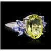 Image 1 : 10KT White Gold 6.00ct Lemon Quartz and Tanzanite Ring