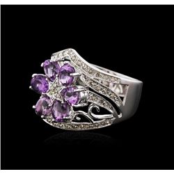 14KT White Gold 1.25ctw Amethyst and Diamond Ring