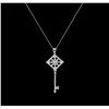 Image 2 : 1.05ctw Diamond Key Pendant With Chain - 14KT White Gold