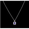 Image 2 : 2.50ct Tanzanite and Diamond Pendant With Chain - 14KT White Gold