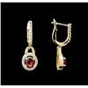 Image 2 : 1.10ctw Ruby and Diamond Earrings - 14KT Yellow Gold