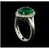 Image 4 : 4.11ct Emerald and Diamond Ring - 18KT White Gold