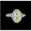 Image 2 : 2.01ctw Fancy Light Yellow Diamond Ring - 14KT Two-Tone Gold