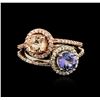 Image 1 : 14KT Two-Tone Gold 1.04ct Tanzanite, Morganite and Diamond Ring