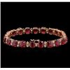 Image 2 : 30.24ctw Ruby and Diamond Bracelet - 14KT Rose Gold