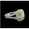 Image 1 : 14KT White Gold 2.78ctw Fancy Yellow Diamond Ring