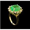 Image 4 : GIA Cert 10.23ct Emerald and Diamond Ring - 14KT Yellow Gold