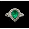 Image 2 : 1.64ct Emerald and Diamond Ring - 18KT White Gold