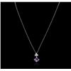 Image 2 : 18KT White Gold 2.17ct Amethyst and Diamond Pendant With Chain