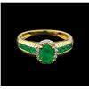 Image 2 : 1.25ctw Emerald and Diamond Ring - 10KT Yellow Gold
