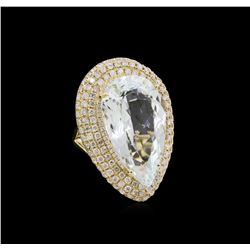 14KT Yellow Gold 15.52ct Aquamarine and Diamond Ring