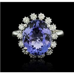 14KT White Gold 7.48ct Tanzanite and Diamond Ring