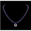 Image 1 : 50.00ctw Blue Sapphire and Diamond Necklace - 14KT White Gold