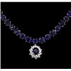 Image 2 : 50.00ctw Blue Sapphire and Diamond Necklace - 14KT White Gold