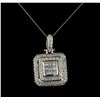 Image 1 : 4.10ctw Diamond Pendant With Chain - 18KT White Gold