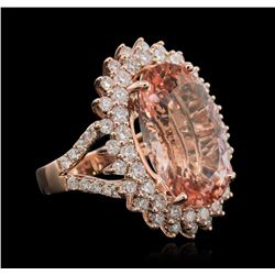 14KT Rose Gold 13.41ct Morganite and Diamond Ring