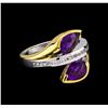 Image 1 : Crayola 2.20ctw Amethyst and White Sapphire Ring - .925 Silver