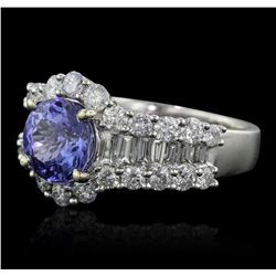 14KT White Gold 2.52ct Tanzanite and Diamond Ring