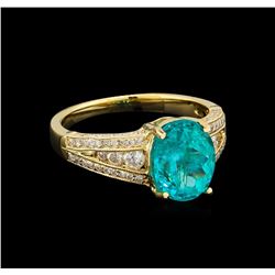 3.71ct Apatite and Diamond Ring - 14KT Yellow Gold