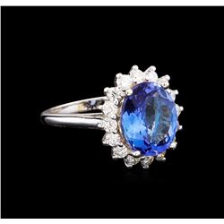 5.04ct Tanzanite and Diamond Ring - 14KT White Gold