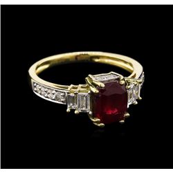 GIA Cert 2.51ct Ruby and Diamond Ring - 18KT Yellow Gold