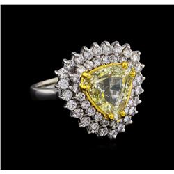 3.65ctw Light Yellow Diamond Ring - 14KT White Gold