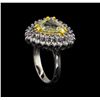 Image 4 : 3.65ctw Light Yellow Diamond Ring - 14KT White Gold