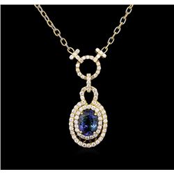 6.15ct Tanzanite and Diamond Necklace - 14KT Yellow Gold