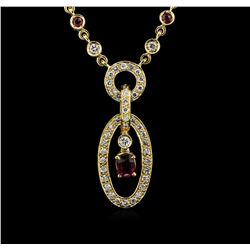 1.00ctw Ruby and Diamond Necklace - 18KT Yellow Gold