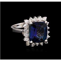 6.25ct Tanzanite and Diamond Ring - 14KT White Gold