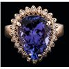 Image 1 : 14KT Rose Gold 6.11ct Tanzanite and Diamond Ring