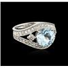 Image 1 : 14KT White Gold 2.18ct Topaz and Diamond Ring