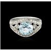 Image 2 : 14KT White Gold 2.18ct Topaz and Diamond Ring