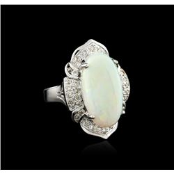 14KT White Gold 12.47ct Opal and Diamond Ring