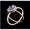 Image 2 : 2.28ct Tanzanite and Diamond Ring - 14KT Rose Gold