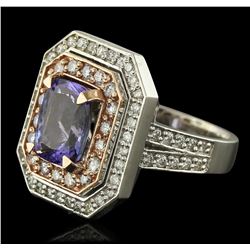 14KT Rose and White Gold 3.10ct Tanzanite and Diamond Ring