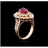 Image 3 : 1.48ct Rubellite and Diamond Ring - 14KT Rose Gold
