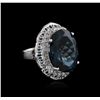 Image 1 : 14KT White Gold 20.83ct Topaz and Diamond Ring